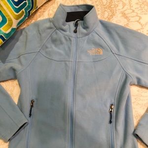 Baby blue north face zip up